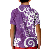 Polynesia Kid Polo Shirt Purple Tribal Turtle Floral Pattern LT05 - Polynesian Pride