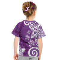 Polynesia Kid T Shirt Purple Tribal Turtle Floral Pattern LT05 - Polynesian Pride