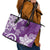 Polynesia Leather Tote Bag Purple Tribal Turtle Floral Pattern