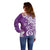 Polynesia Off Shoulder Sweater Purple Tribal Turtle Floral Pattern