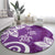 Polynesia Round Carpet Purple Tribal Turtle Floral Pattern