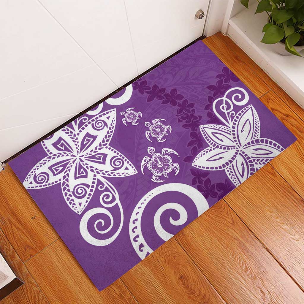 Polynesia Rubber Doormat Purple Tribal Turtle Floral Pattern LT05 - Polynesian Pride