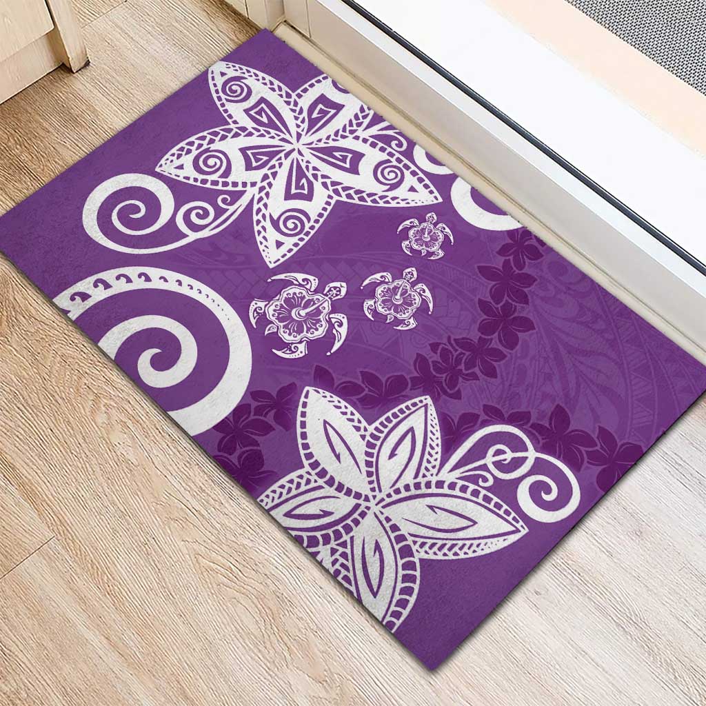 Polynesia Rubber Doormat Purple Tribal Turtle Floral Pattern LT05 - Polynesian Pride