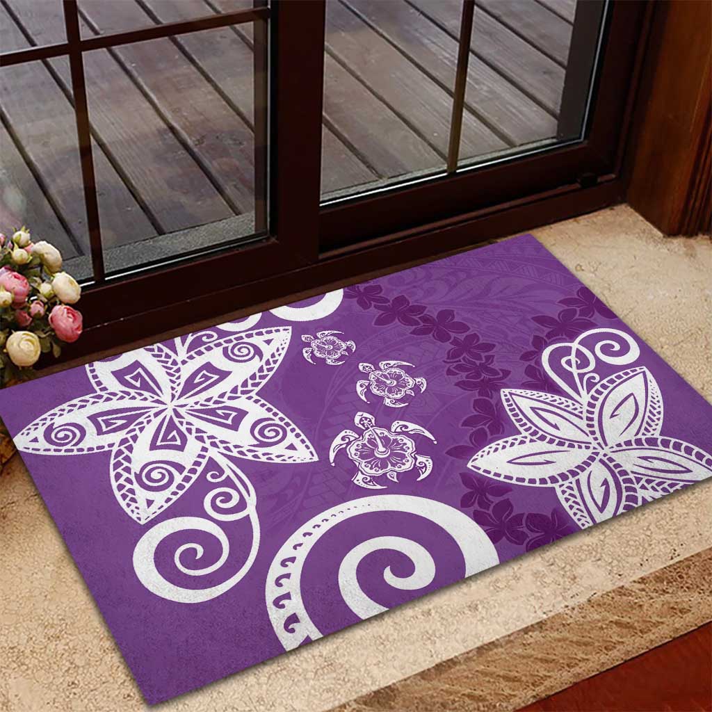 Polynesia Rubber Doormat Purple Tribal Turtle Floral Pattern LT05 - Polynesian Pride