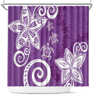Polynesia Shower Curtain Purple Tribal Turtle Floral Pattern LT05 Purple - Polynesian Pride