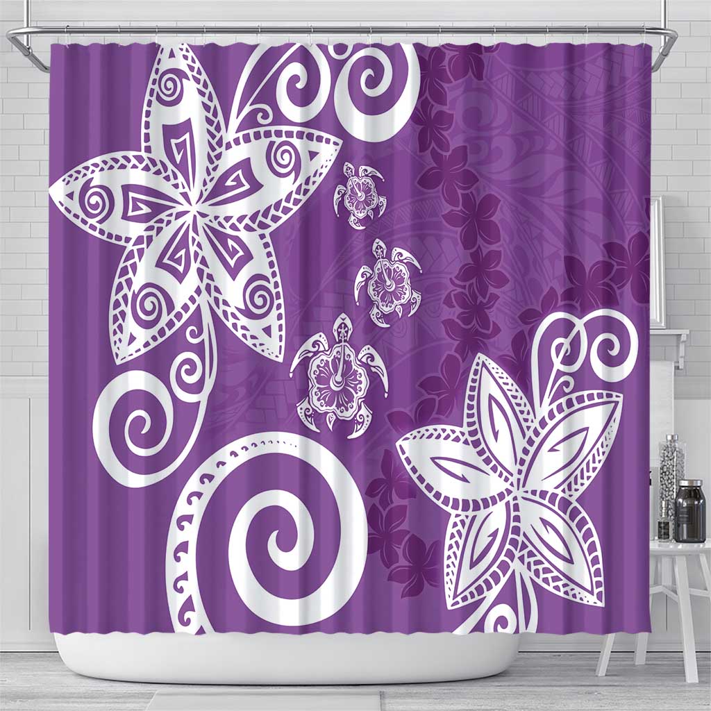 Polynesia Shower Curtain Purple Tribal Turtle Floral Pattern LT05 - Polynesian Pride