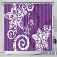 Polynesia Shower Curtain Purple Tribal Turtle Floral Pattern LT05 - Polynesian Pride