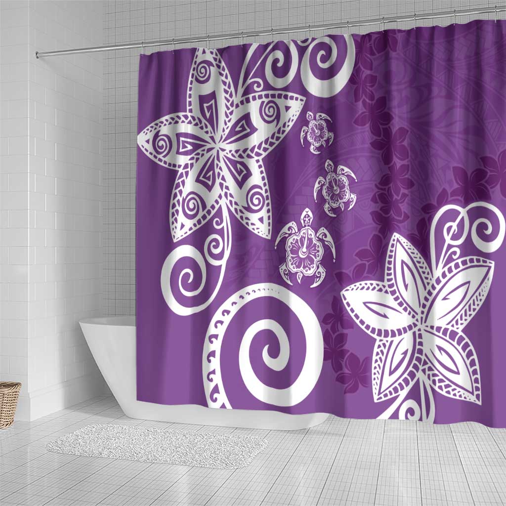 Polynesia Shower Curtain Purple Tribal Turtle Floral Pattern LT05 - Polynesian Pride