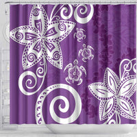 Polynesia Shower Curtain Purple Tribal Turtle Floral Pattern LT05 - Polynesian Pride