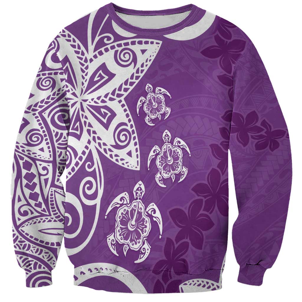 Polynesia Sweatshirt Purple Tribal Turtle Floral Pattern LT05 Unisex Purple - Polynesian Pride