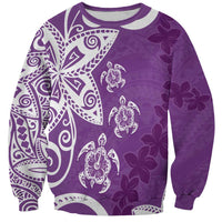 Polynesia Sweatshirt Purple Tribal Turtle Floral Pattern LT05 Unisex Purple - Polynesian Pride