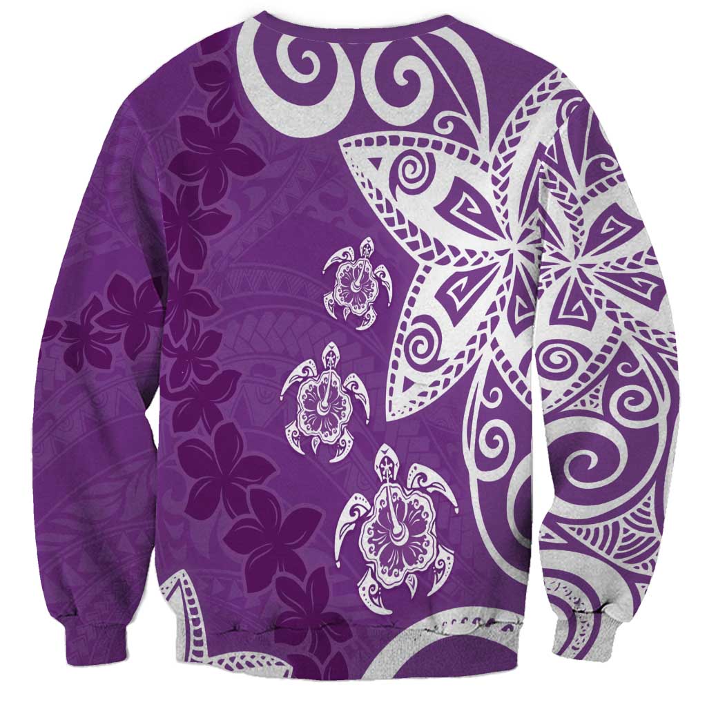 Polynesia Sweatshirt Purple Tribal Turtle Floral Pattern LT05 - Polynesian Pride
