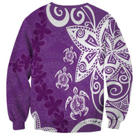Polynesia Sweatshirt Purple Tribal Turtle Floral Pattern LT05 - Polynesian Pride