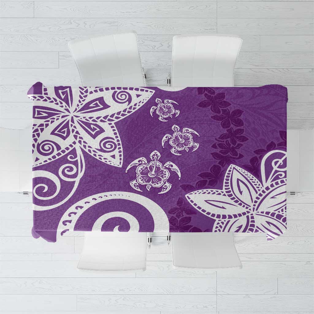 Polynesia Tablecloth Purple Tribal Turtle Floral Pattern