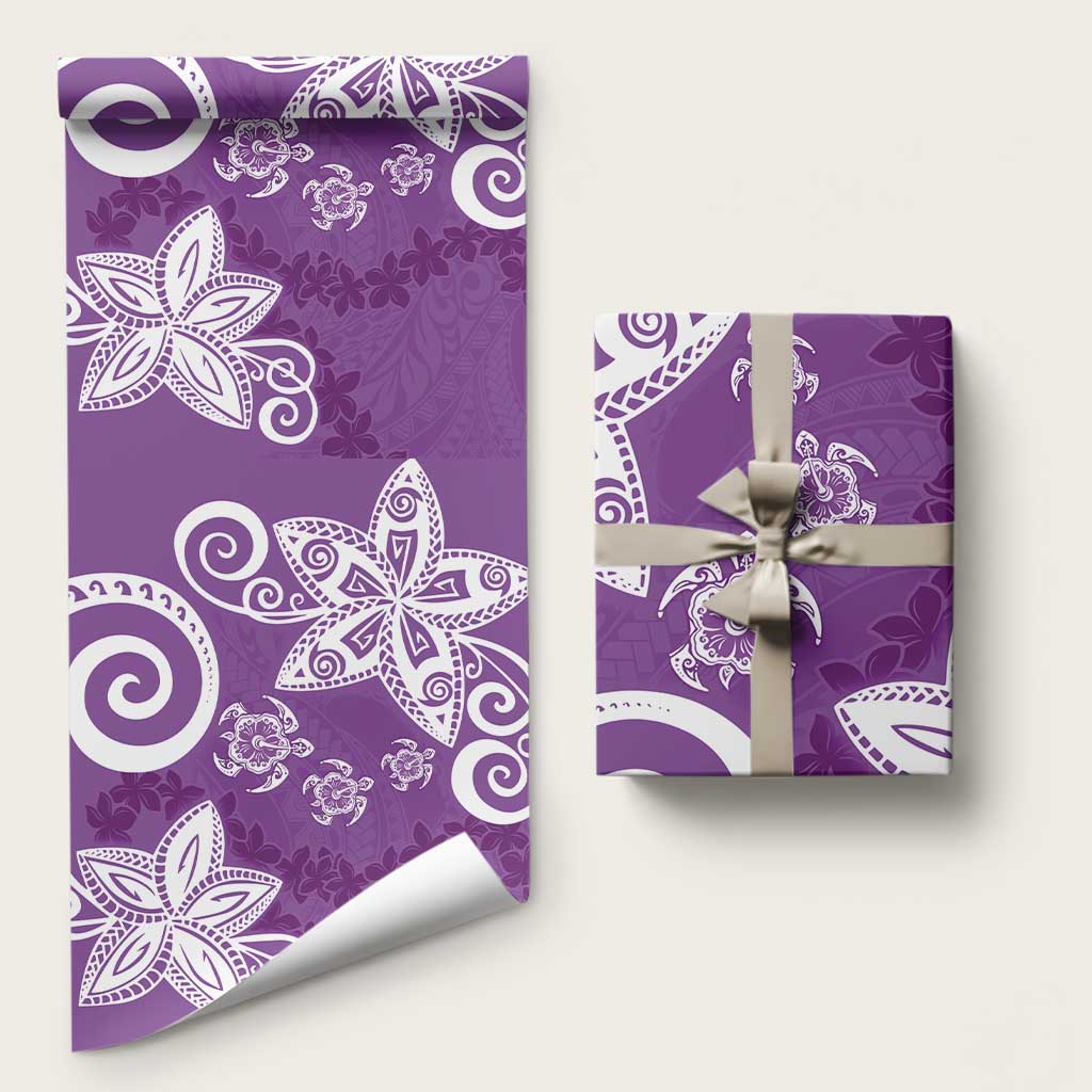 Polynesia Wrapping Paper Purple Tribal Turtle Floral Pattern LT05 58" × 23" Purple - Polynesian Pride