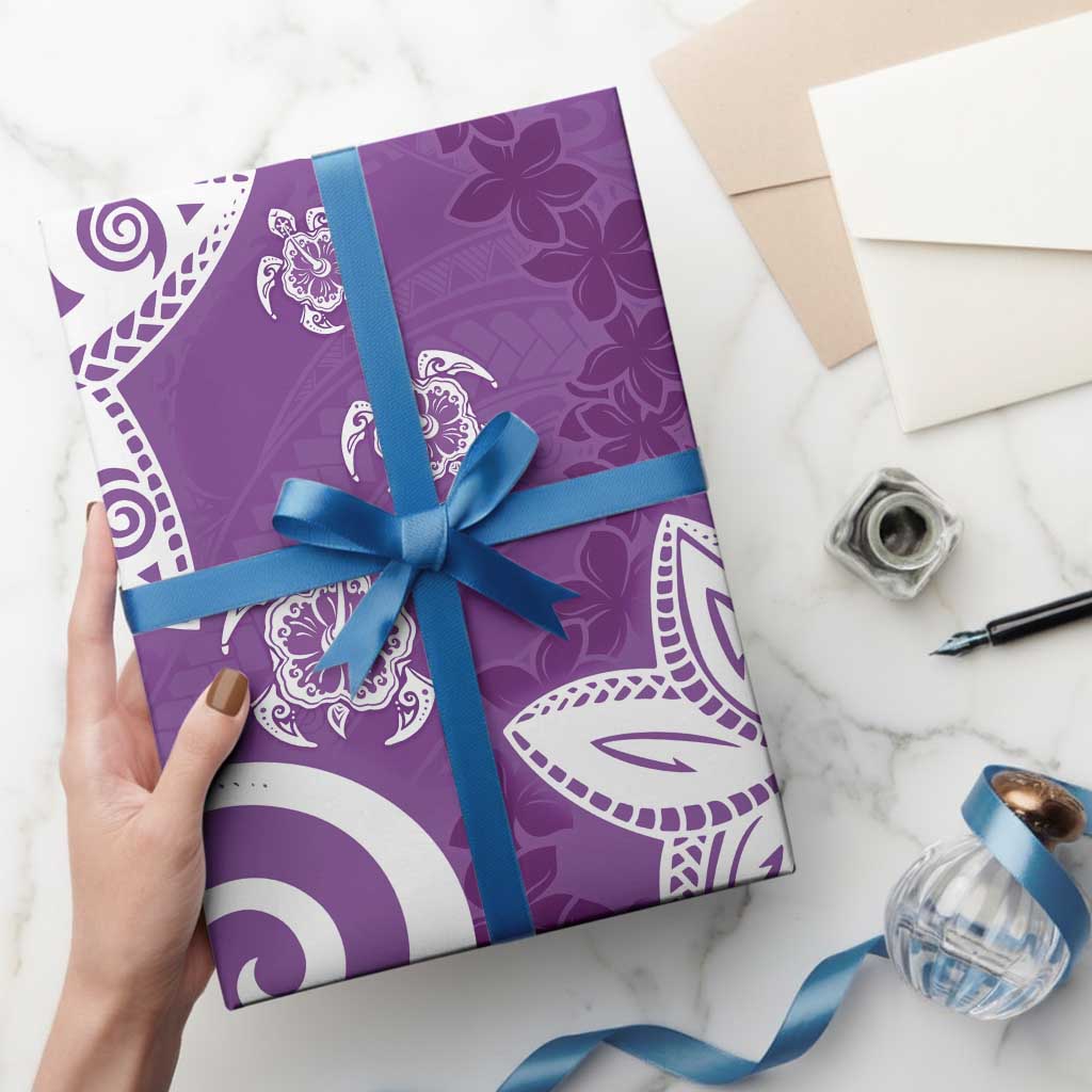 Polynesia Wrapping Paper Purple Tribal Turtle Floral Pattern LT05 - Polynesian Pride