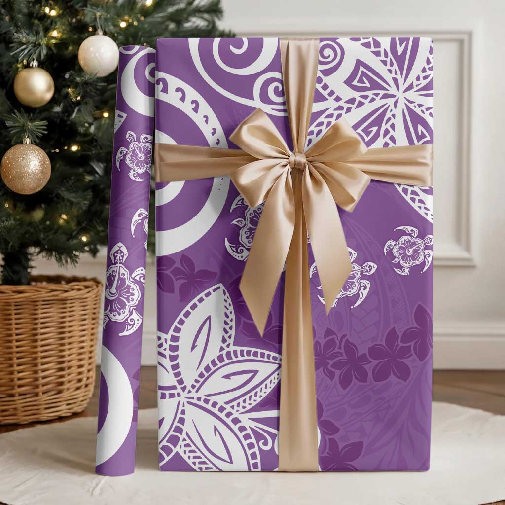 Polynesia Wrapping Paper Purple Tribal Turtle Floral Pattern LT05 - Polynesian Pride