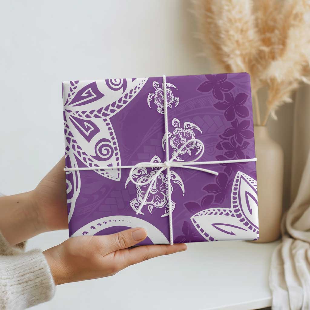 Polynesia Wrapping Paper Purple Tribal Turtle Floral Pattern LT05 - Polynesian Pride