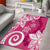 Polynesia Area Rug Pink Tribal Turtle Floral Pattern