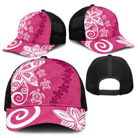 Polynesia Baseball Net Cap Pink Tribal Turtle Floral Pattern - Polynesian Pride