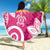 Polynesia Beach Blanket Pink Tribal Turtle Floral Pattern