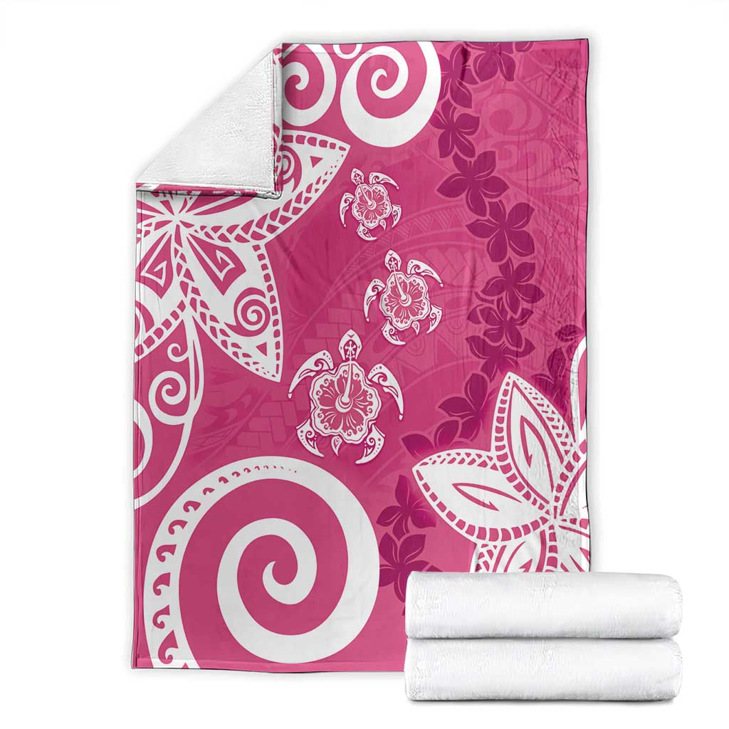 Polynesia Blanket Pink Tribal Turtle Floral Pattern