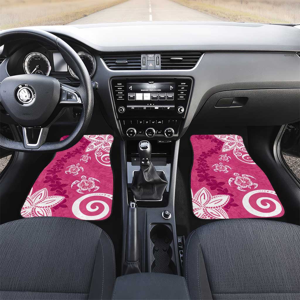Polynesia Car Mats Pink Tribal Turtle Floral Pattern LT05 Set 2pcs - Front Pink - Polynesian Pride