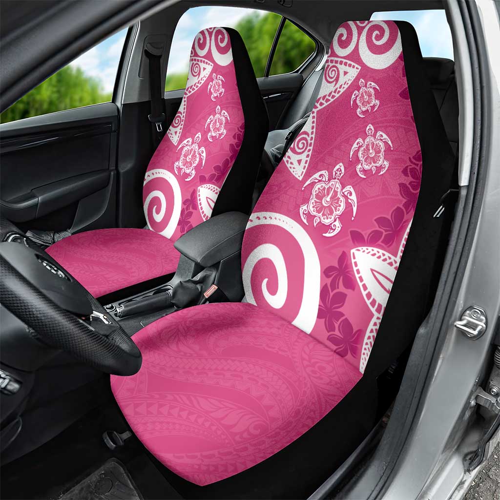 Polynesia Car Seat Cover Pink Tribal Turtle Floral Pattern