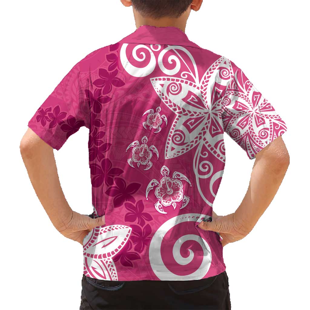 Polynesia Family Matching Long Sleeve Bodycon Dress and Hawaiian Shirt Pink Tribal Turtle Floral Pattern LT05 - Polynesian Pride
