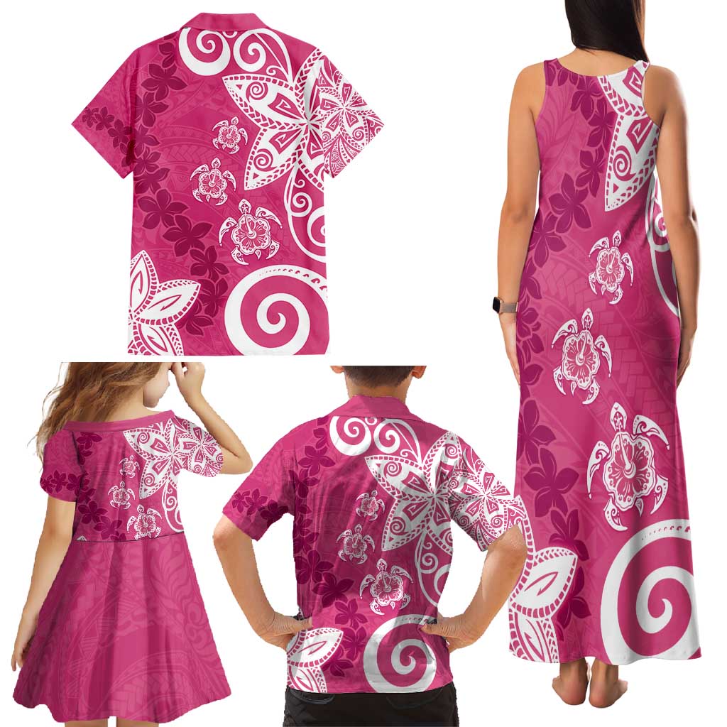 Polynesia Family Matching Tank Maxi Dress and Hawaiian Shirt Pink Tribal Turtle Floral Pattern LT05 - Polynesian Pride