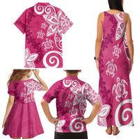 Polynesia Family Matching Tank Maxi Dress and Hawaiian Shirt Pink Tribal Turtle Floral Pattern LT05 - Polynesian Pride