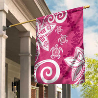 Polynesia Garden Flag Pink Tribal Turtle Floral Pattern LT05 House Flag Pink - Polynesian Pride