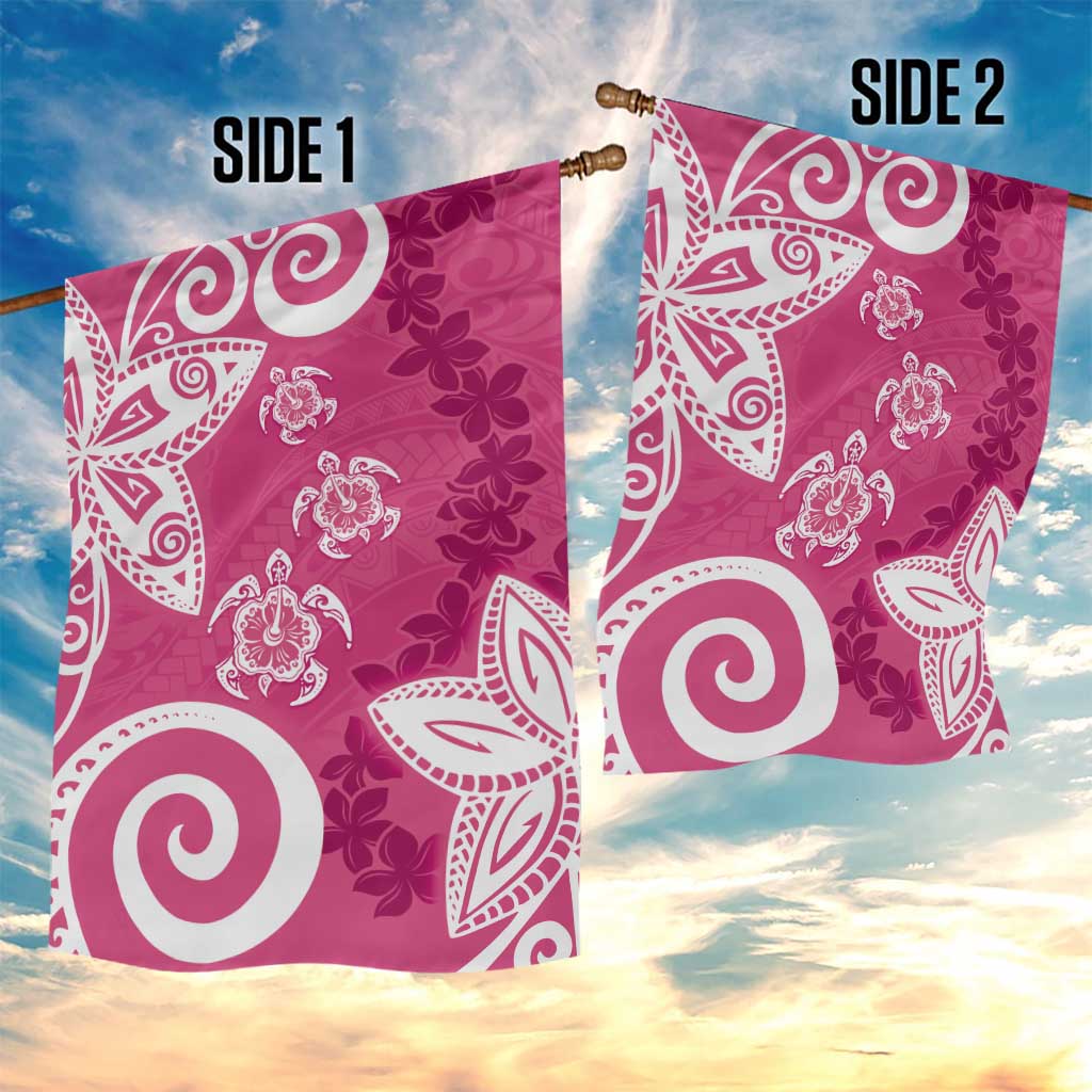 Polynesia Garden Flag Pink Tribal Turtle Floral Pattern LT05 - Polynesian Pride