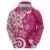 Polynesia Hoodie Pink Tribal Turtle Floral Pattern