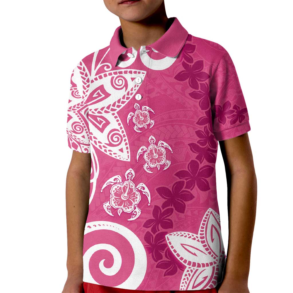 Polynesia Kid Polo Shirt Pink Tribal Turtle Floral Pattern LT05 Kid Pink - Polynesian Pride
