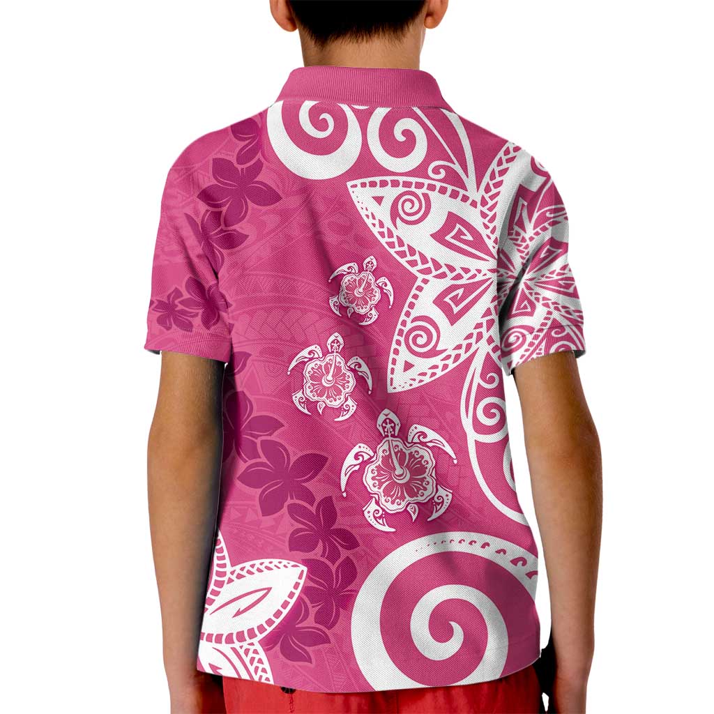 Polynesia Kid Polo Shirt Pink Tribal Turtle Floral Pattern LT05 - Polynesian Pride
