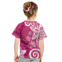 Polynesia Kid T Shirt Pink Tribal Turtle Floral Pattern LT05 - Polynesian Pride