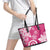 Polynesia Leather Tote Bag Pink Tribal Turtle Floral Pattern