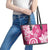 Polynesia Leather Tote Bag Pink Tribal Turtle Floral Pattern