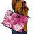 Polynesia Leather Tote Bag Pink Tribal Turtle Floral Pattern