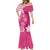 Polynesia Mermaid Dress Pink Tribal Turtle Floral Pattern