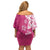 Polynesia Off Shoulder Short Dress Pink Tribal Turtle Floral Pattern