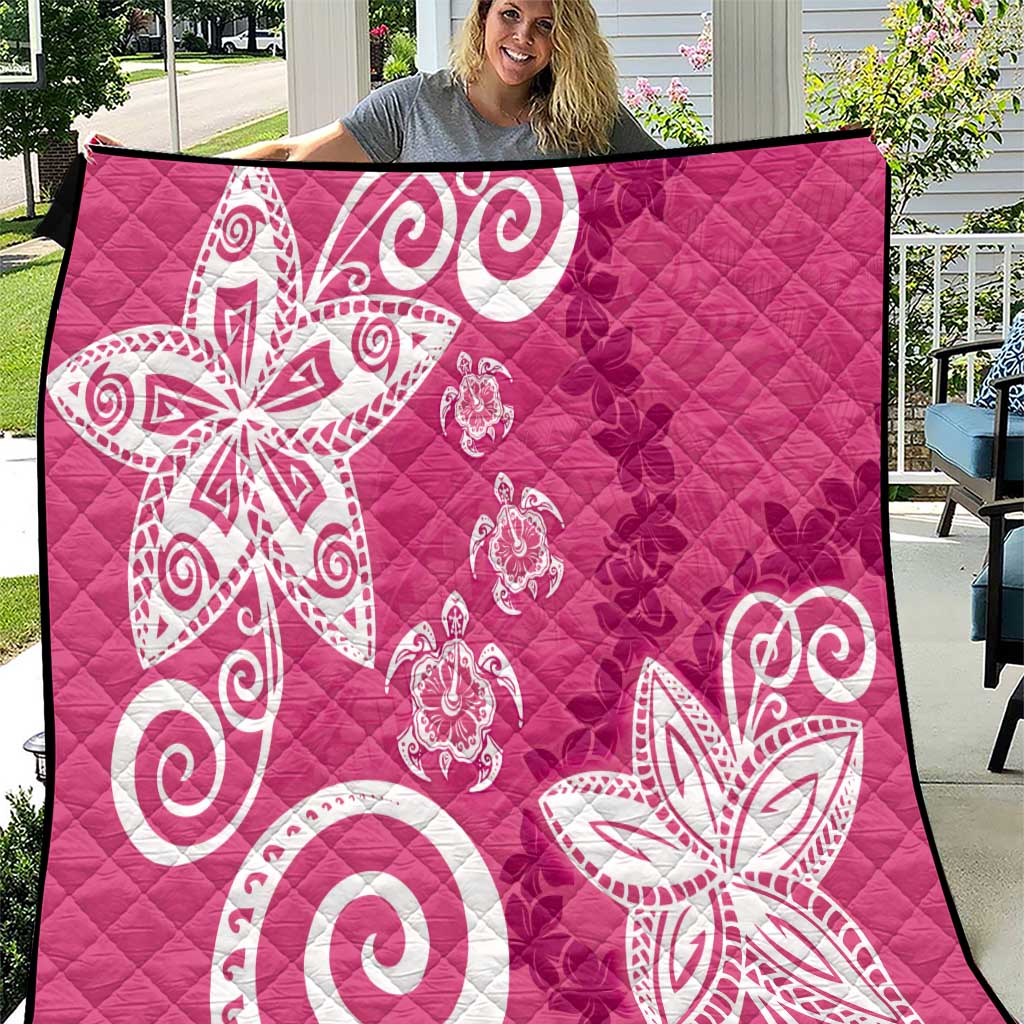 Polynesia Quilt Pink Tribal Turtle Floral Pattern