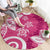 Polynesia Round Carpet Pink Tribal Turtle Floral Pattern