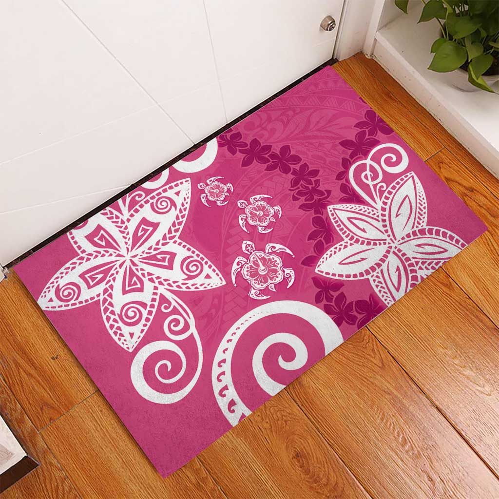 Polynesia Rubber Doormat Pink Tribal Turtle Floral Pattern LT05 - Polynesian Pride