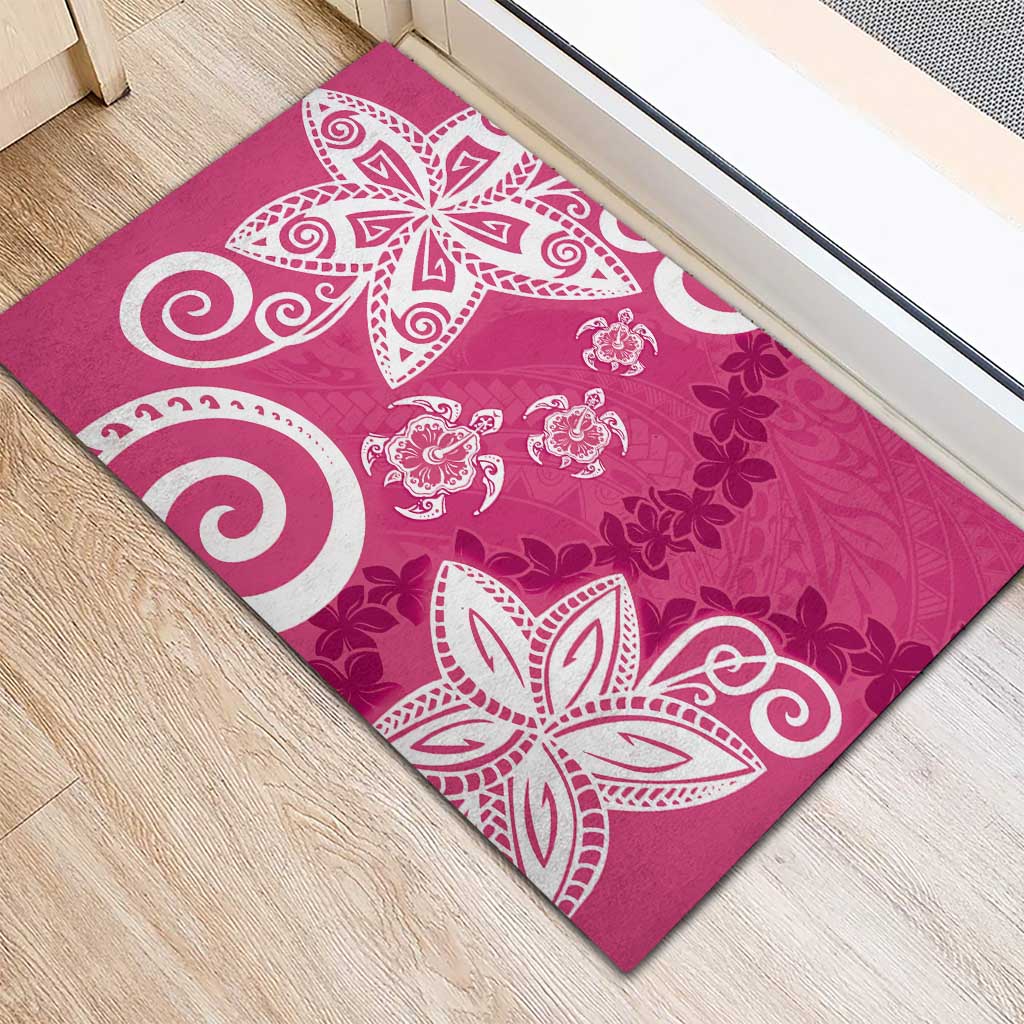 Polynesia Rubber Doormat Pink Tribal Turtle Floral Pattern LT05 - Polynesian Pride