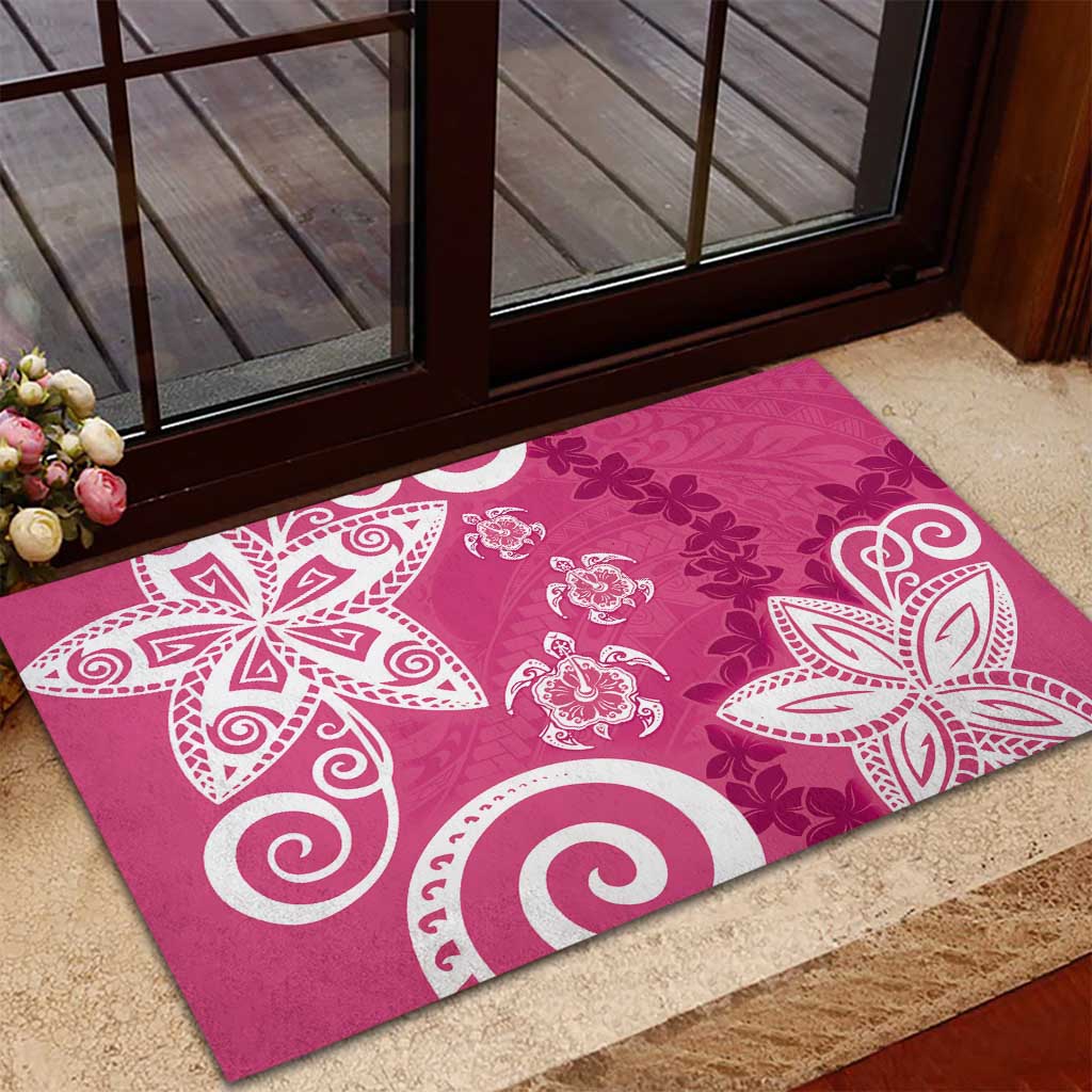 Polynesia Rubber Doormat Pink Tribal Turtle Floral Pattern LT05 - Polynesian Pride