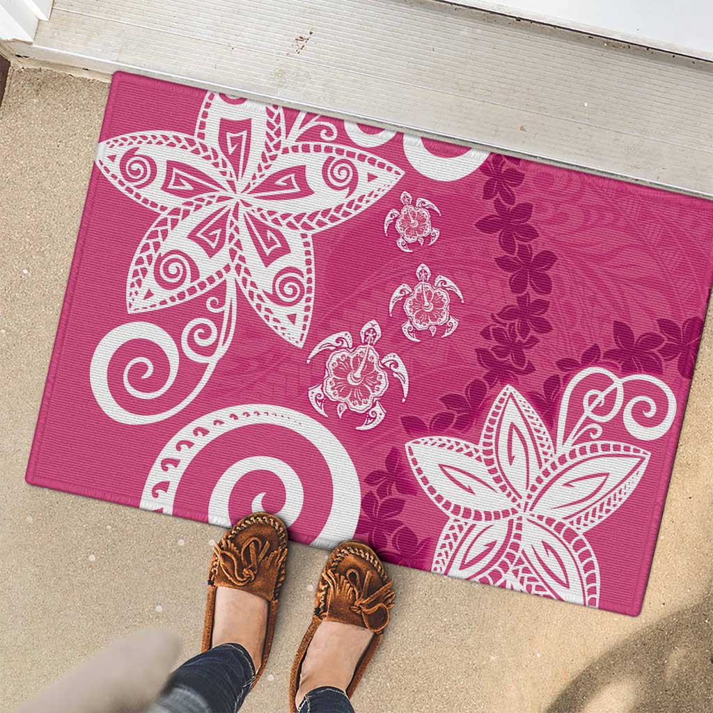 Polynesia Rubber Doormat Pink Tribal Turtle Floral Pattern LT05 - Polynesian Pride