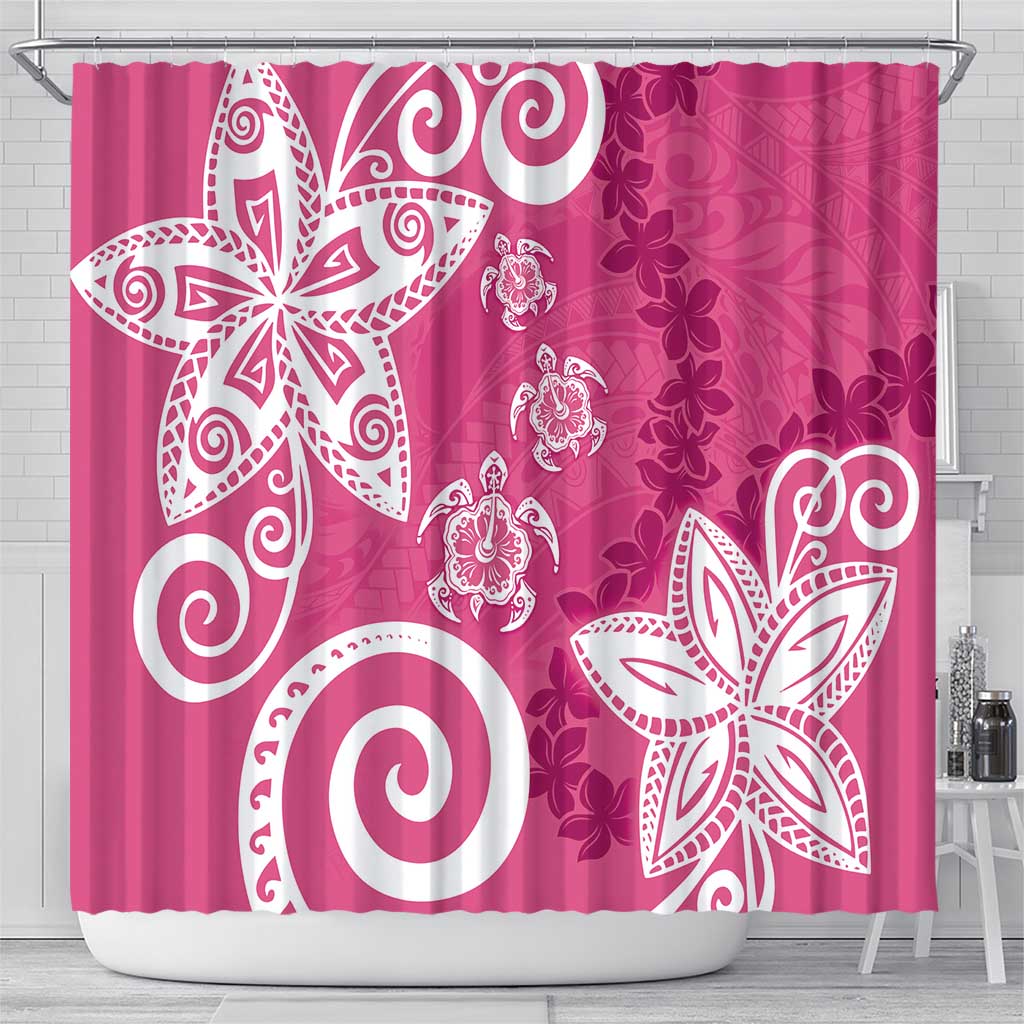 Polynesia Shower Curtain Pink Tribal Turtle Floral Pattern LT05 - Polynesian Pride