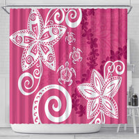 Polynesia Shower Curtain Pink Tribal Turtle Floral Pattern LT05 - Polynesian Pride
